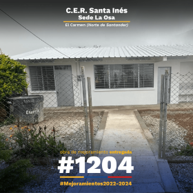 Obra de mejoramiento del Fondo de Financiamiento de la Infraestructura Educativa (FFIE) en el Centro Educativo Rural Santa Inés sede La Osa en El Carmen (Norte de Santander)